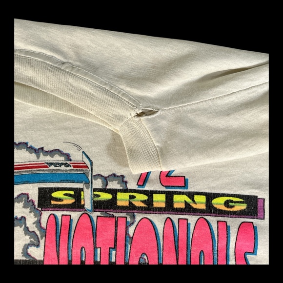 VTG 1992 Tulsa Spring Nationals Drag Racing White Single Stitch T-shirt Sz 3XL - Picture 4 of 4